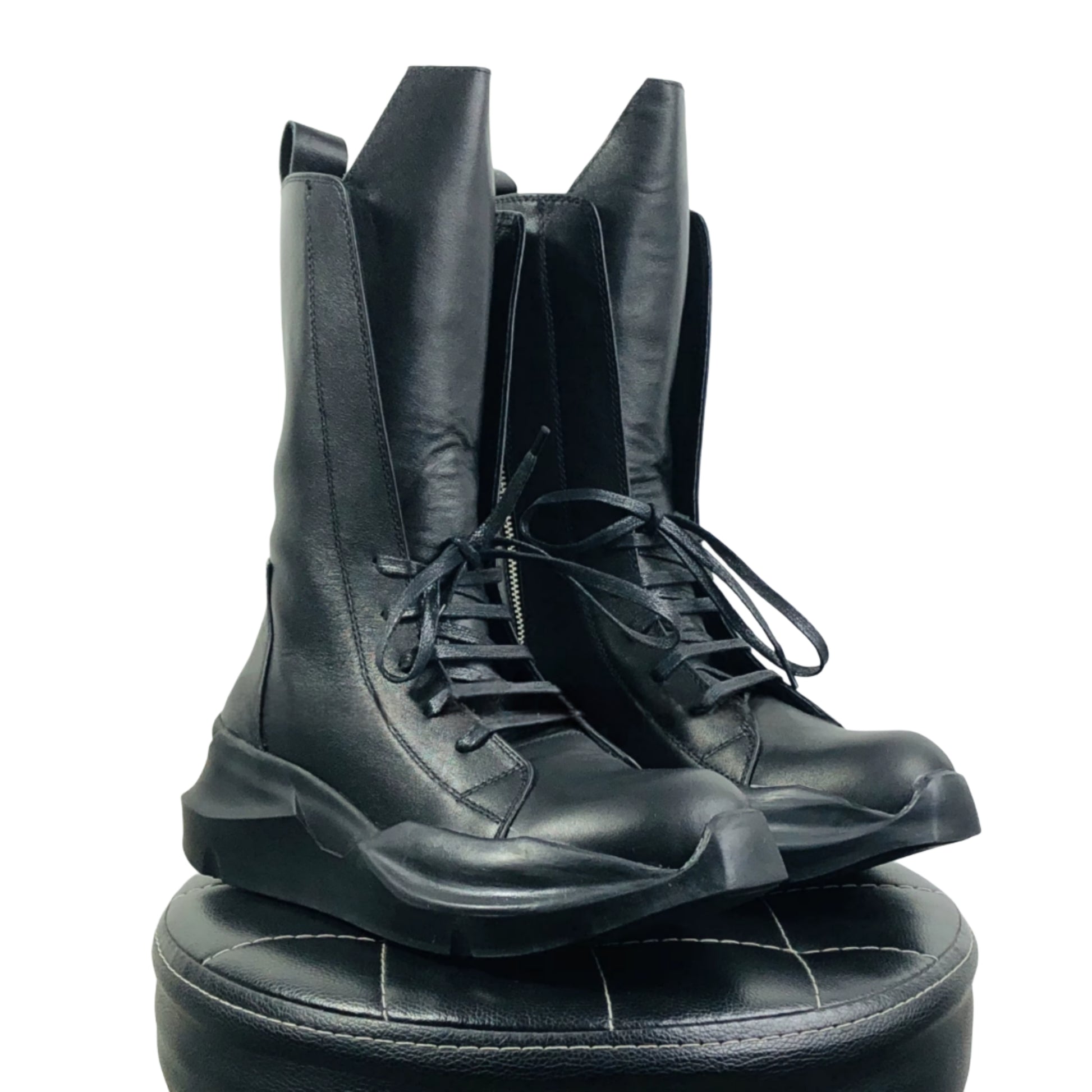 TEEK - Mens Black Genuine Leather Training Zip High Boots SHOES theteekdotcom   