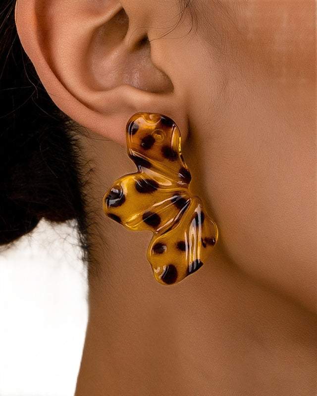 TEEK - Acrylic Leopard Leaf Flower Earrings JEWELRY TEEK K