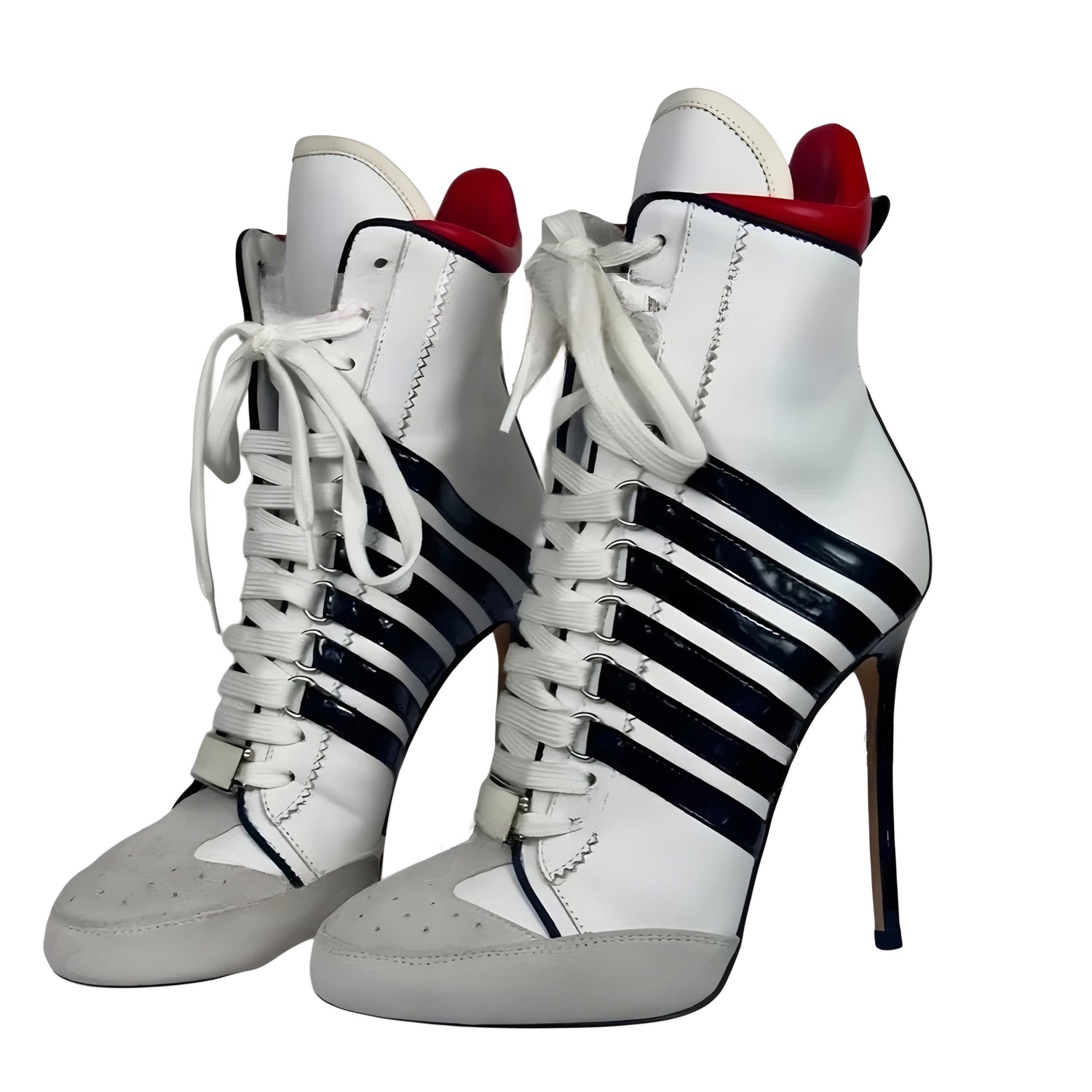 TEEK - White High Top Sneaker Heeled Boots SHOES theteekdotcom white 5.5
