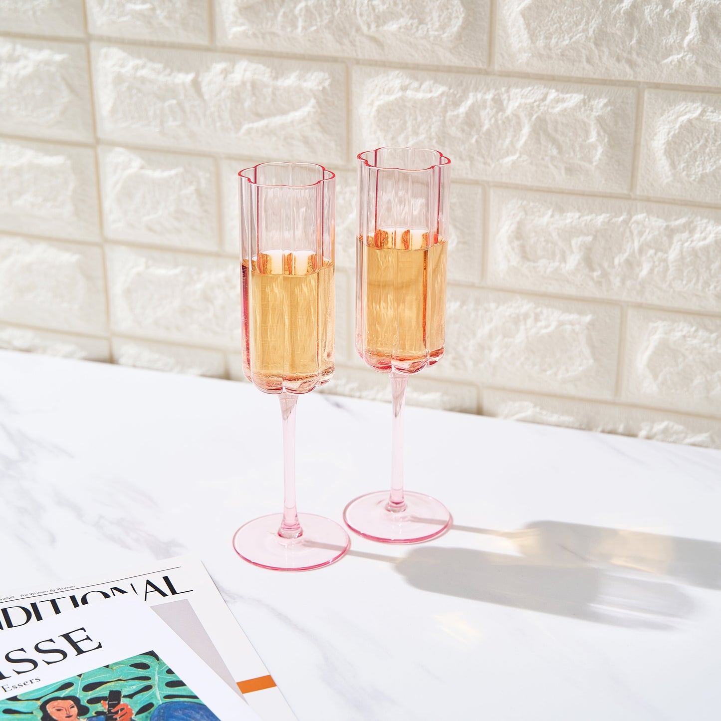 TEEK - Flower Champagne Flute Glassware Set HOME DECOR TEEK KS