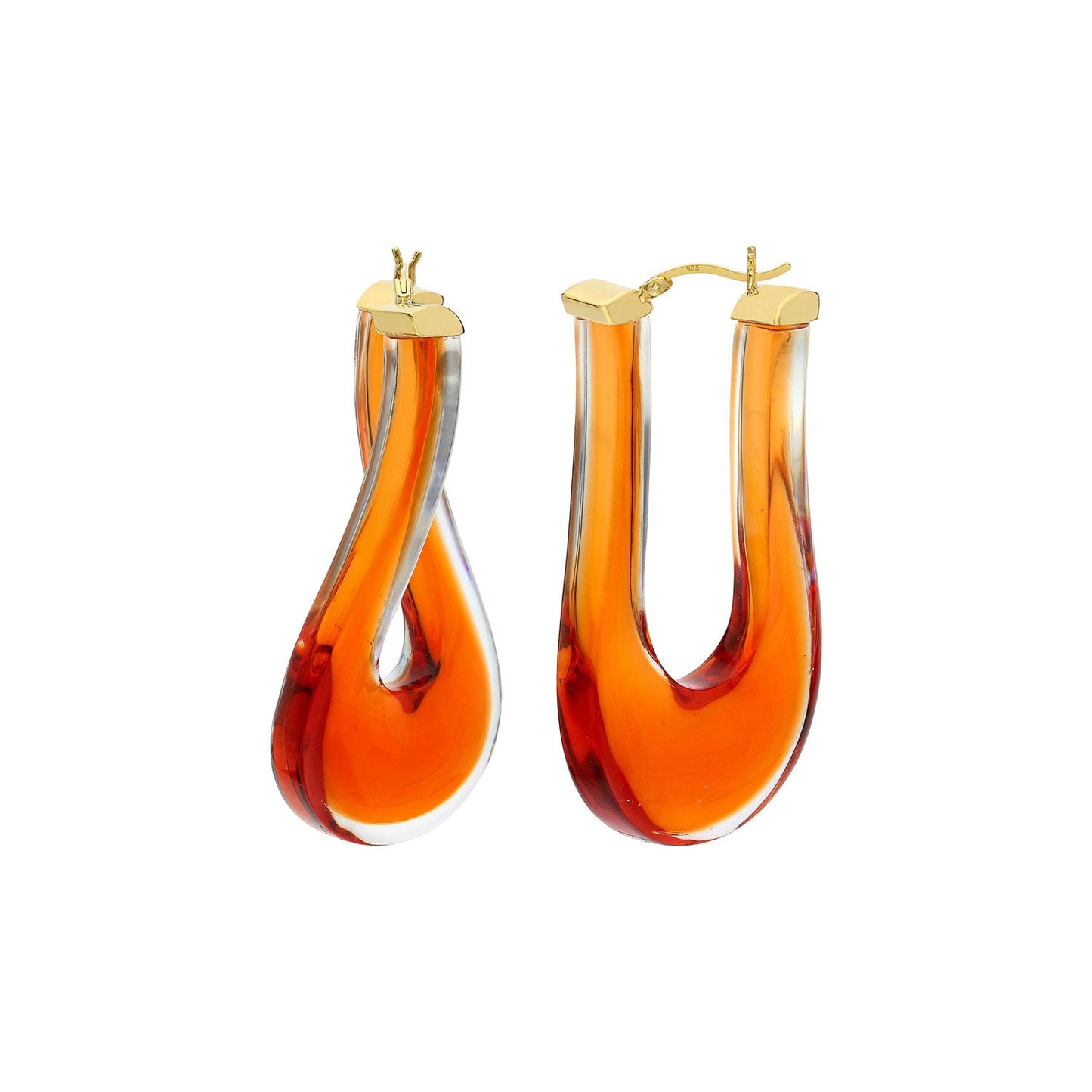 TEEK - Large Twisted Horseshoe Lucite Hoop Earrings JEWELRY TEEK GNH AMBER