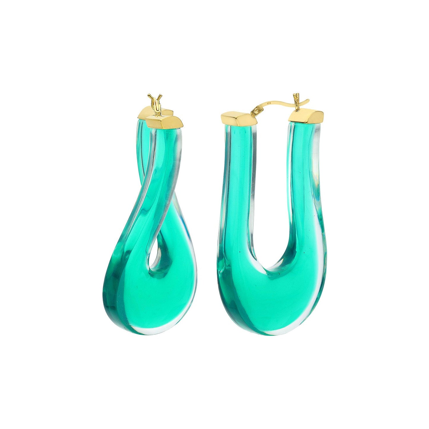 TEEK - Large Twisted Horseshoe Lucite Hoop Earrings JEWELRY TEEK GNH TEAL BLUE