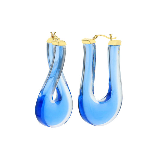 TEEK - Large Twisted Horseshoe Lucite Hoop Earrings JEWELRY TEEK GNH TRANS BLUE