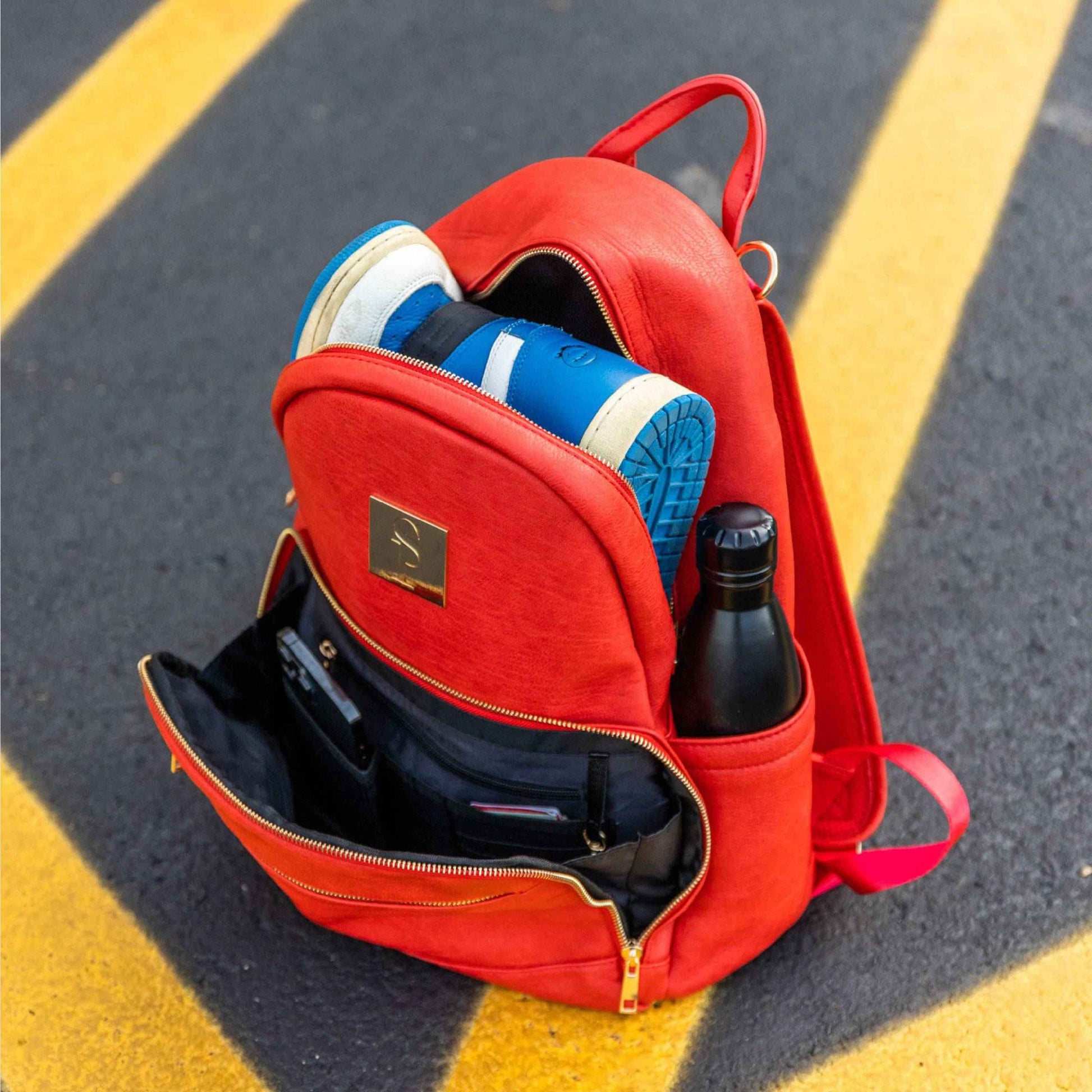 TEEK - Red Leather Carrier Backpack BAG TEEK SP