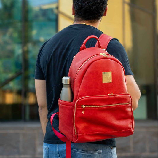 TEEK - Red Leather Carrier Backpack BAG TEEK SP