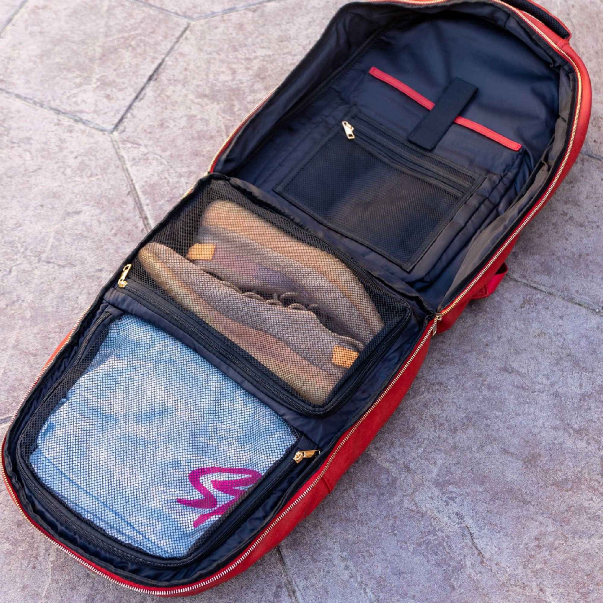 TEEK - Red Leather Commuter Backpack Bag BAG TEEK SP