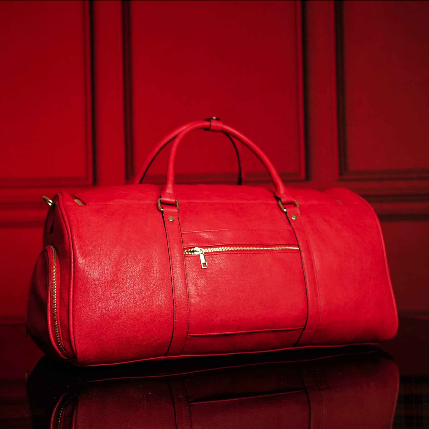 TEEK - Red Tumbled Leather Weekender Duffle Bag BAG TEEK SP