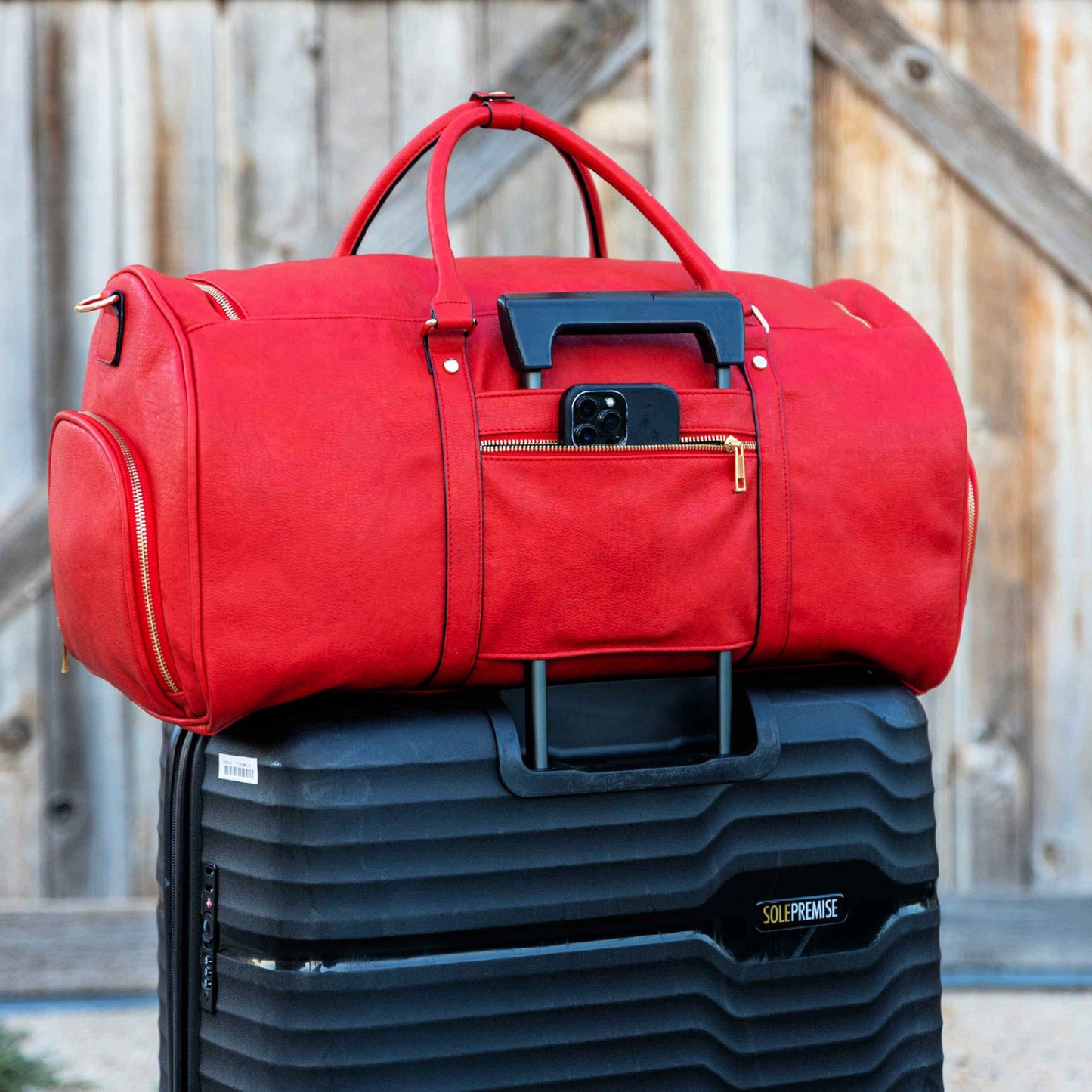 TEEK - Red Tumbled Leather Weekender Duffle Bag BAG TEEK SP