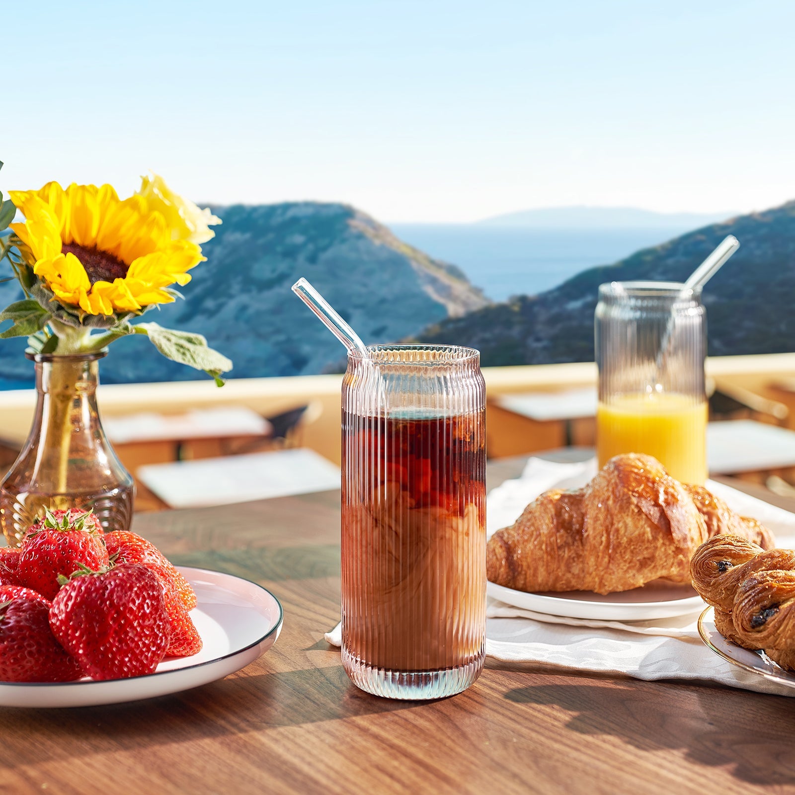 TEEK - Tonal Ribbed Soda Can Highball Straw Glassware Set of 6 HOME DECOR TEEK KS