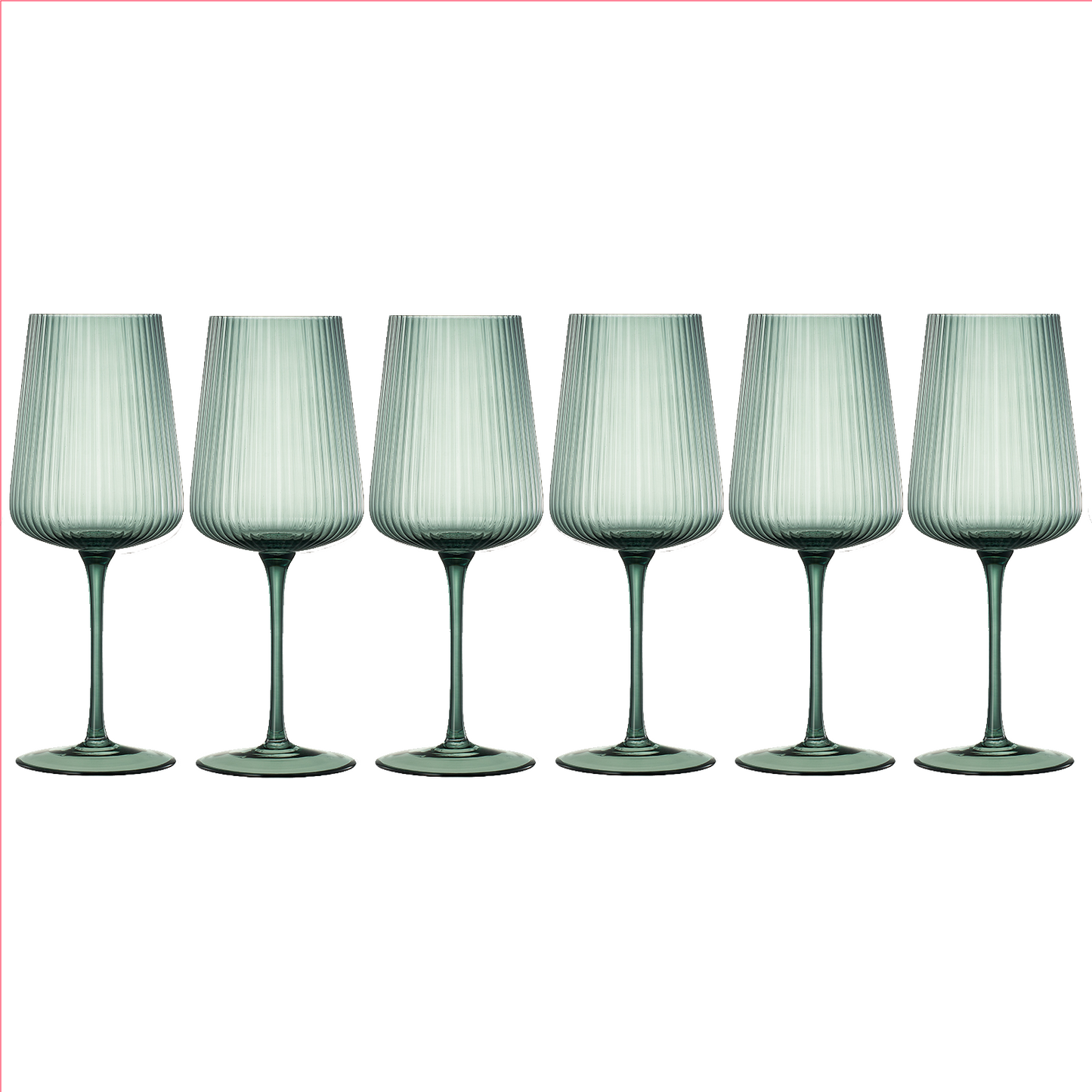 TEEK - Tonal Ribbed Stemmed Wine Glassware Set of 6 HOME DECOR TEEK KS
