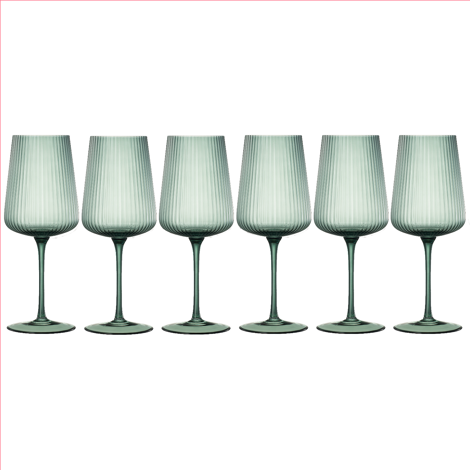 TEEK - Tonal Ribbed Stemmed Wine Glassware Set of 6 HOME DECOR TEEK KS
