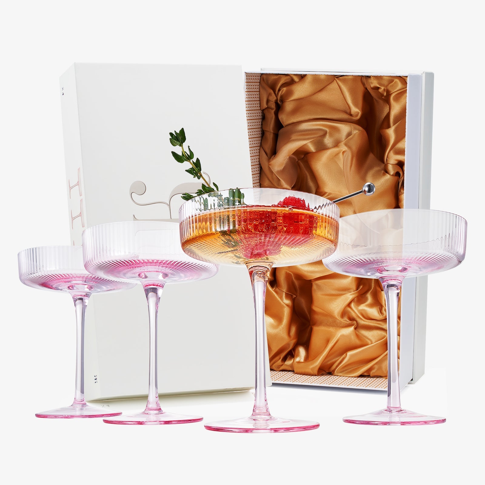 TEEK - Como Ribbed Champagne Coupe Cocktail Glassware Set HOME DECOR TEEK KS