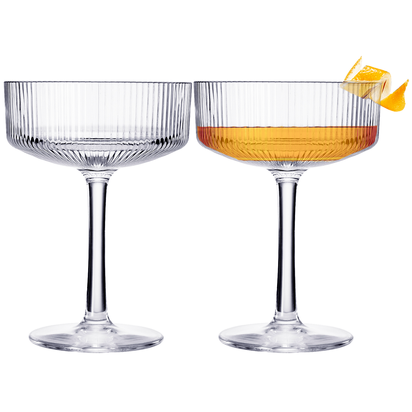 TEEK - Eze Acrylic Ribbed Champagne Coupe Cocktail Glassware Set HOME DECOR TEEK KS Clear Set of 2