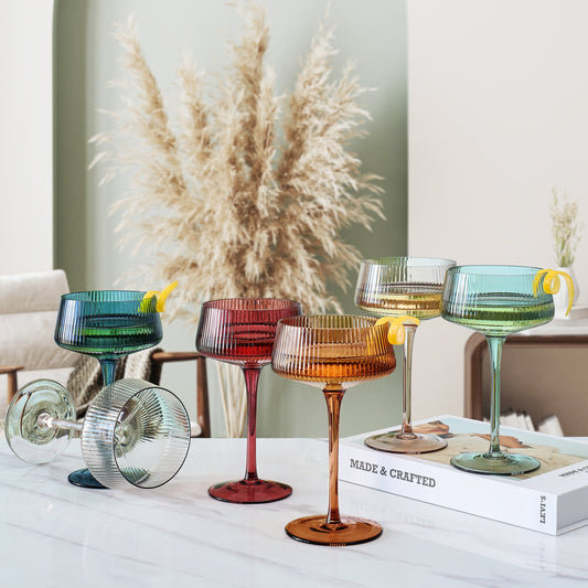TEEK - Tonal Martini Cocktail Glassware Set of 6 HOME DECOR TEEK KS
