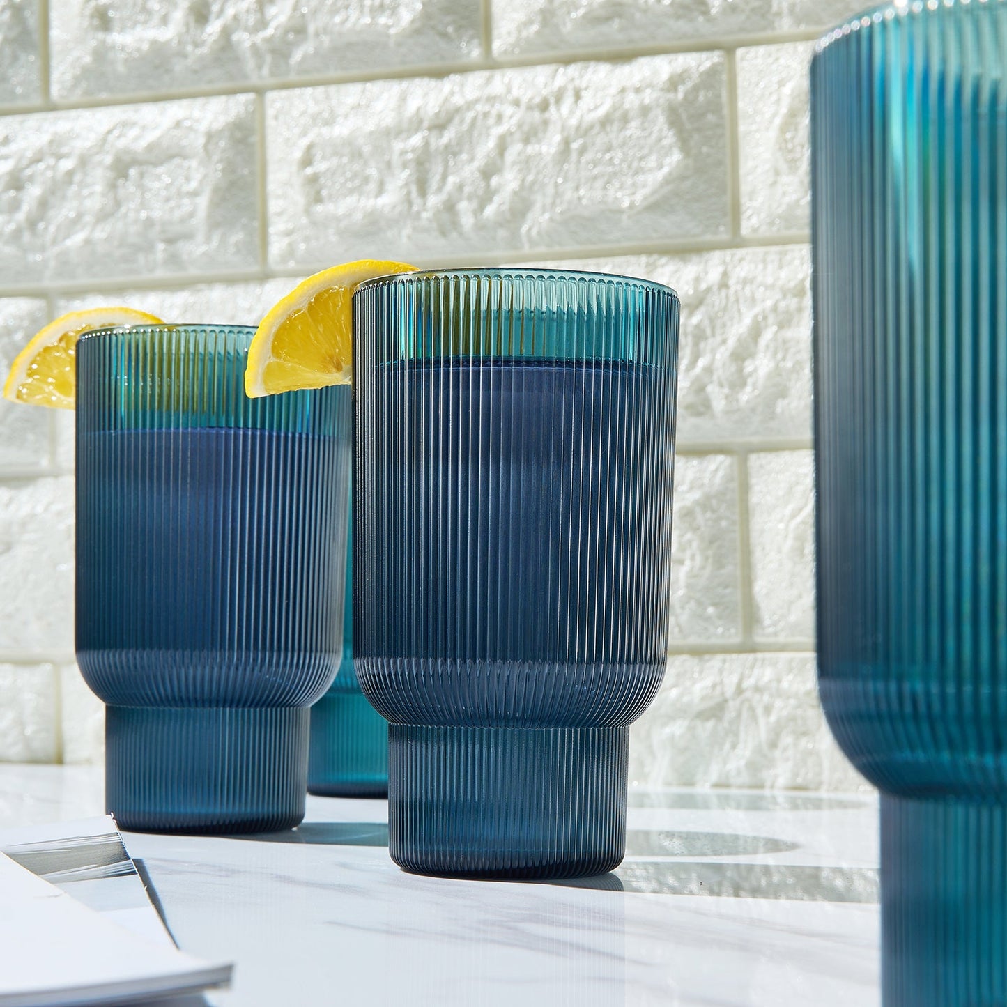 TEEK - Eze Acrylic Ribbed Highball Glassware Set HOME DECOR TEEK KS