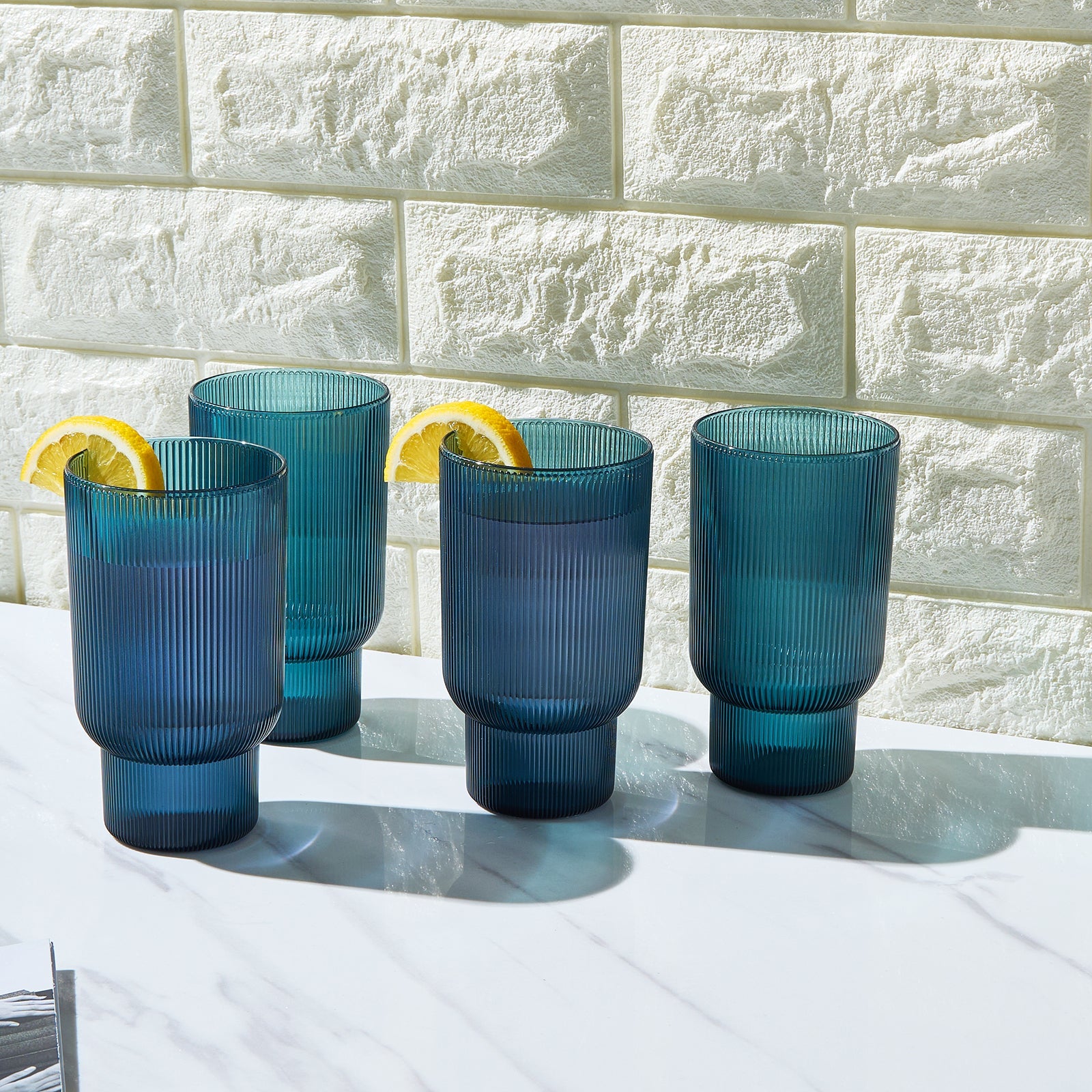 TEEK - Eze Acrylic Ribbed Highball Glassware Set HOME DECOR TEEK KS