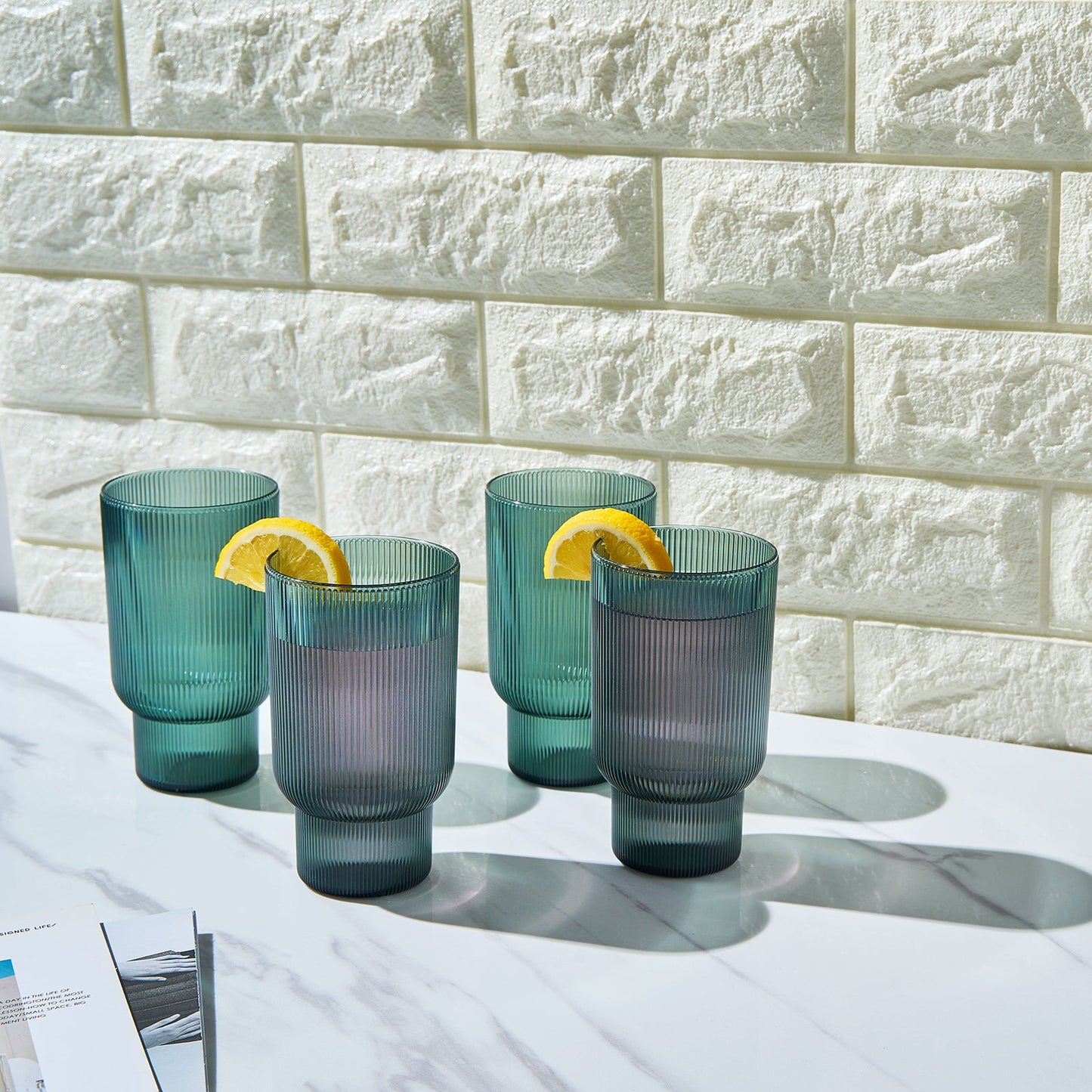 TEEK - Eze Acrylic Ribbed Highball Glassware Set HOME DECOR TEEK KS