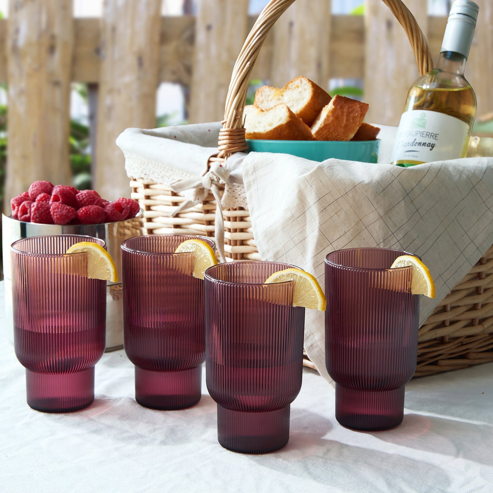 TEEK - Eze Acrylic Ribbed Highball Glassware Set HOME DECOR TEEK KS