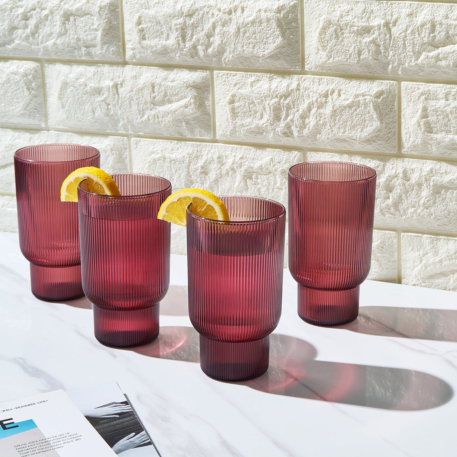 TEEK - Eze Acrylic Ribbed Highball Glassware Set HOME DECOR TEEK KS