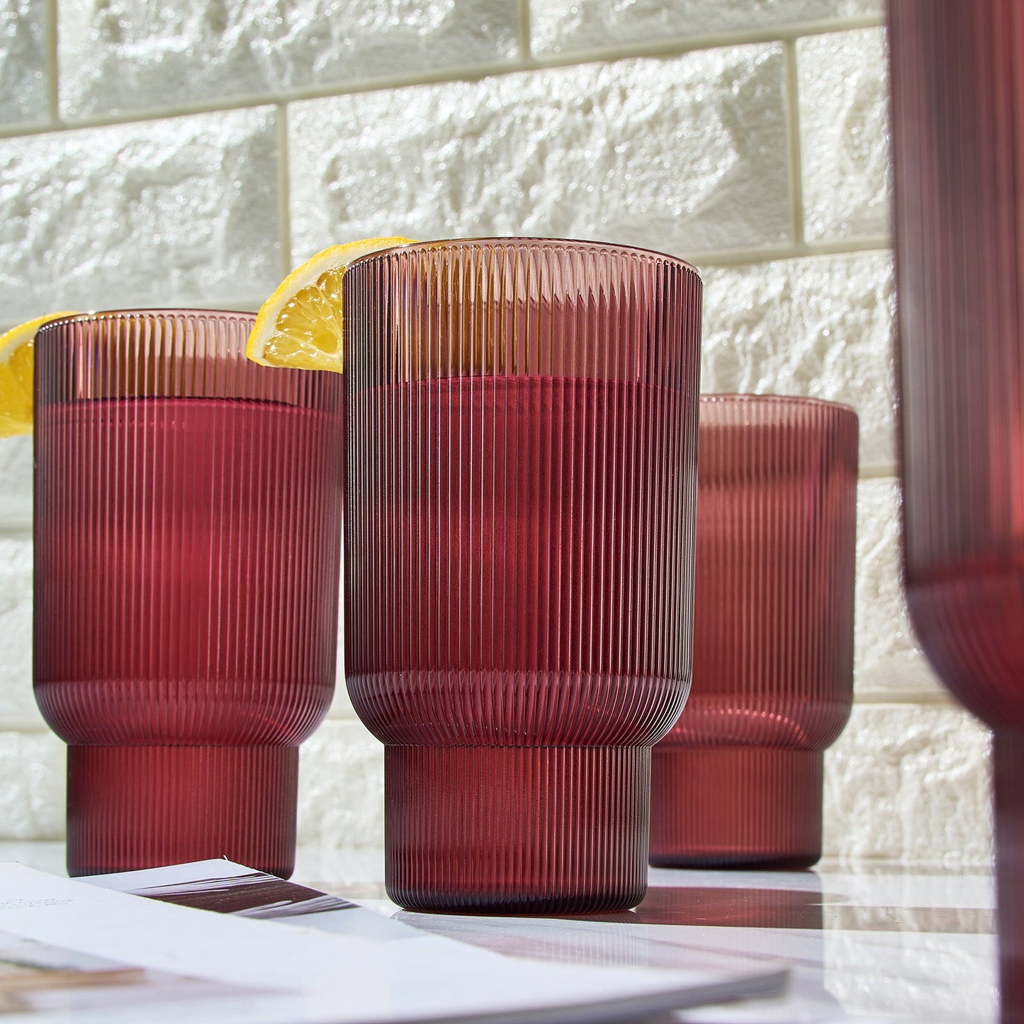 TEEK - Eze Acrylic Ribbed Highball Glassware Set HOME DECOR TEEK KS