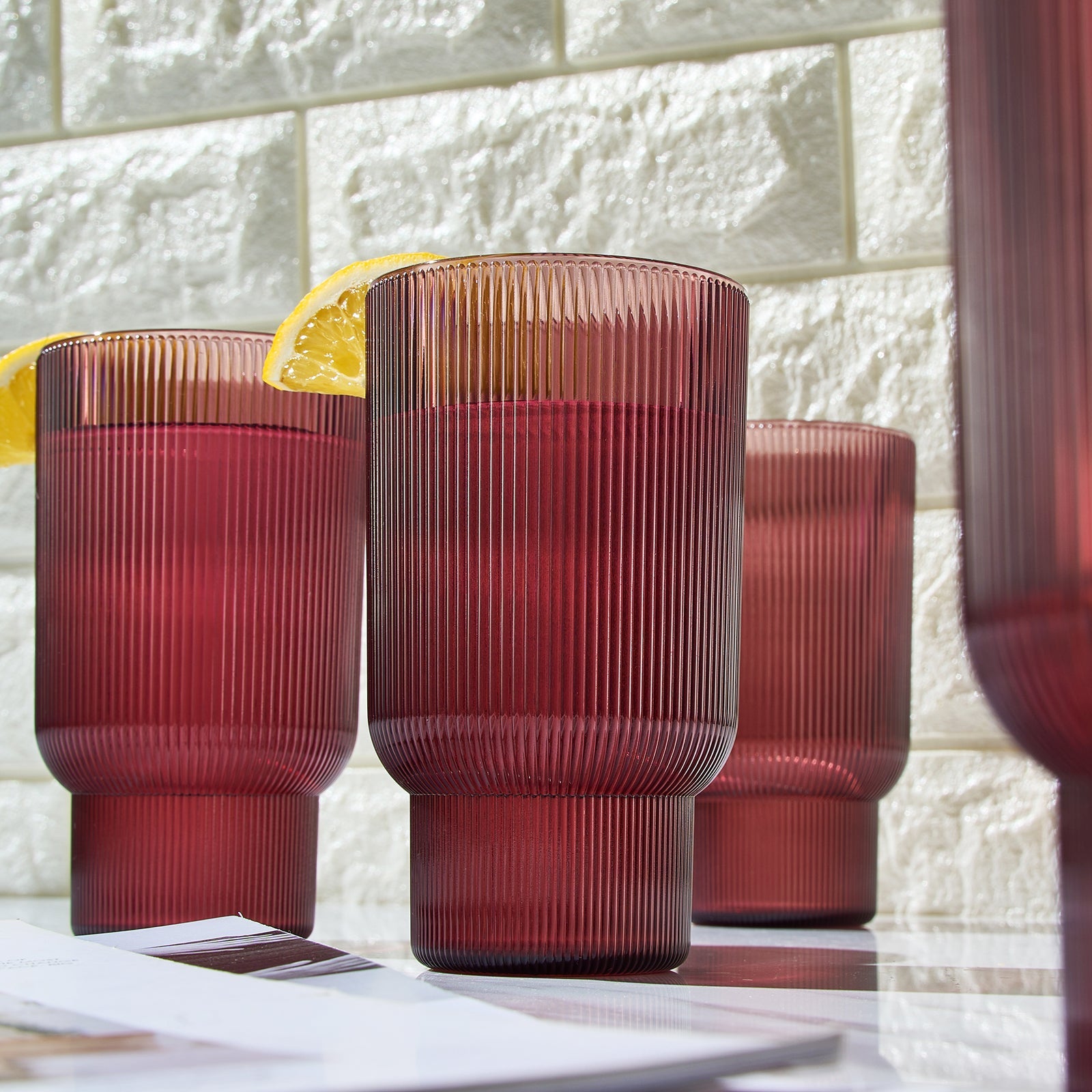 TEEK - Eze Acrylic Ribbed Highball Glassware Set HOME DECOR TEEK KS