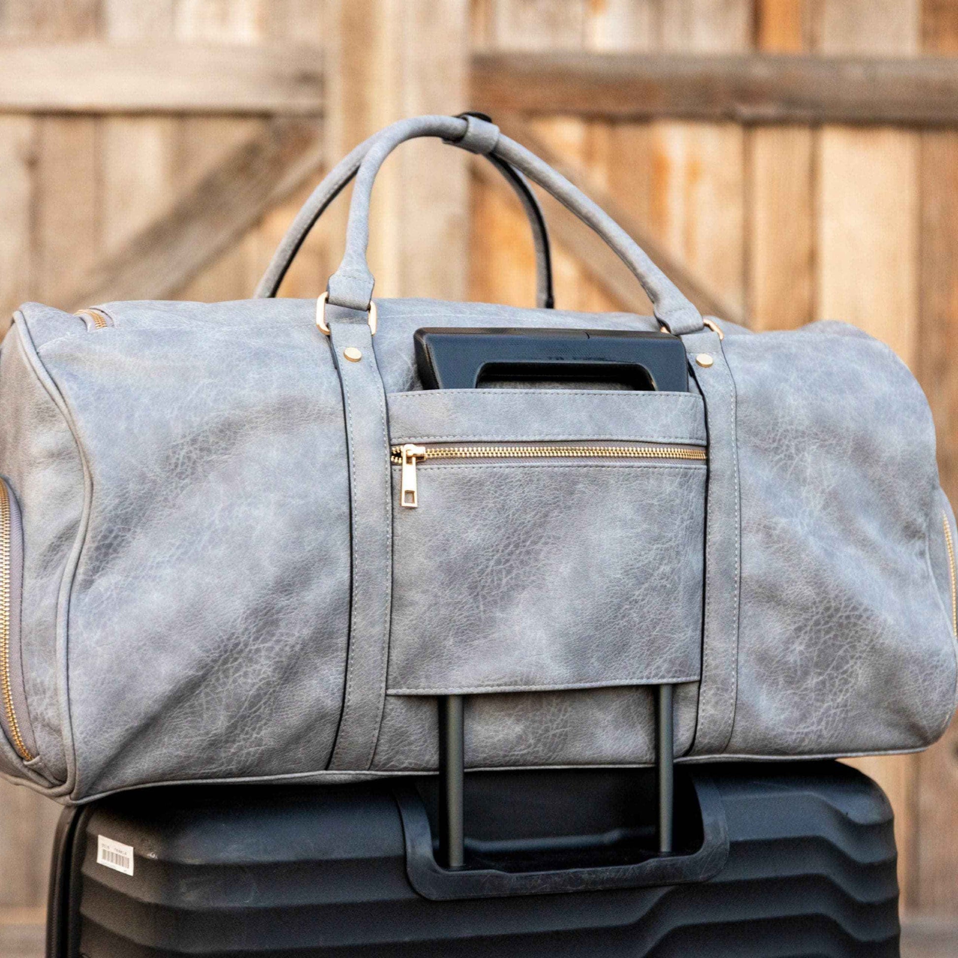 TEEK - Grey Tumbled Leather Weekender Duffle Bag BAG TEEK SP