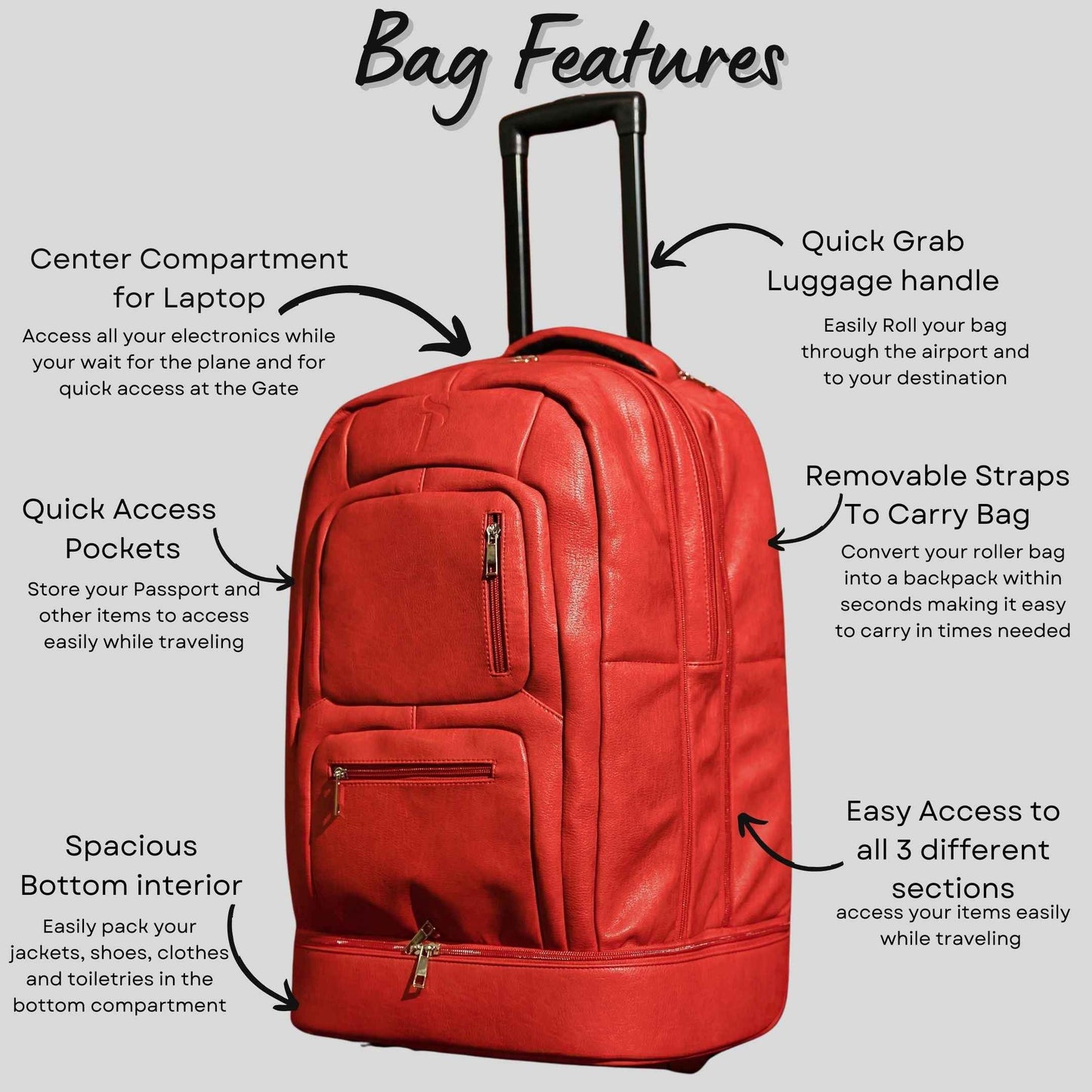 TEEK - Red Leather Carry-On Roller Bag (Only 150 Made) Signature Bag TEEK SP