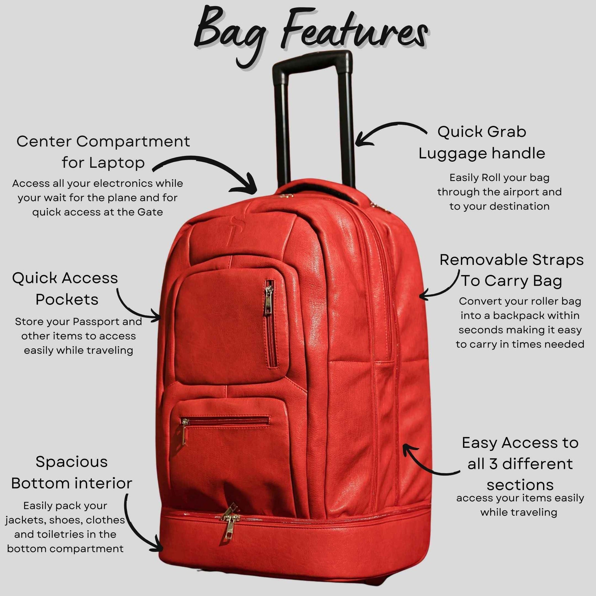 TEEK - Red Leather Carry-On Roller Bag (Only 150 Made) Signature Bag TEEK SP