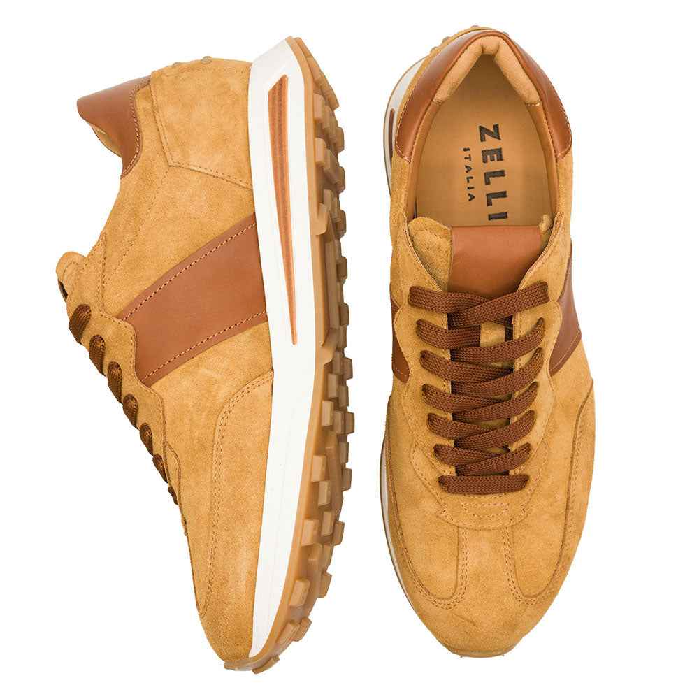 TEEK - 66-265-CGN ROXI Suede & Calfskin Sneaker, Cognac SHOES TEEK ZI
