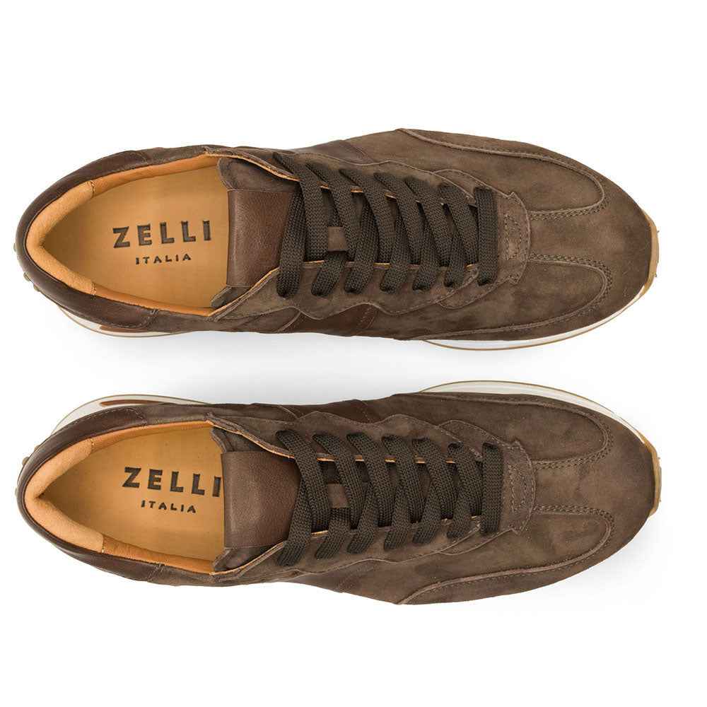 TEEK - 66-265-NIC ROXI Suede & Calfskin Sneaker, Nicotine SHOES TEEK ZI