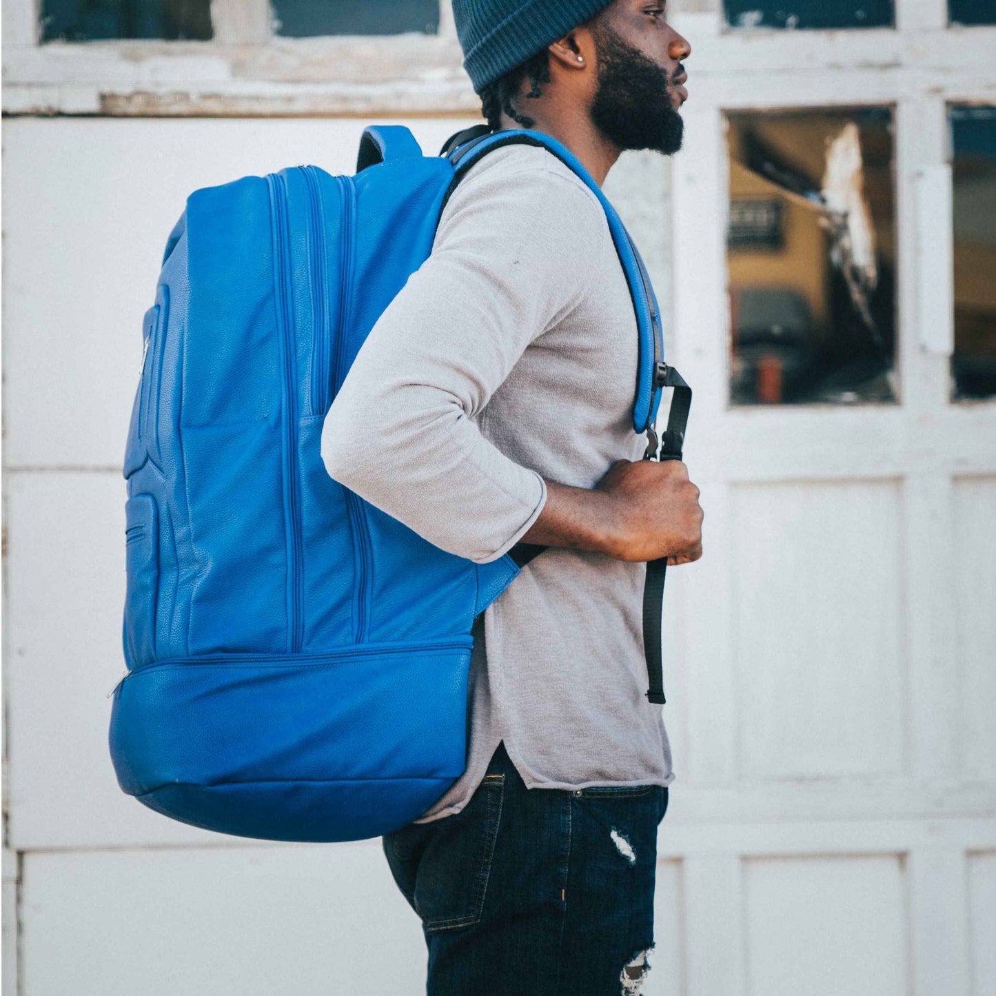 TEEK - Royal Blue Leather Carryon Bag (XL Design) *Holds Size 17 Signature Bag Sole Premise