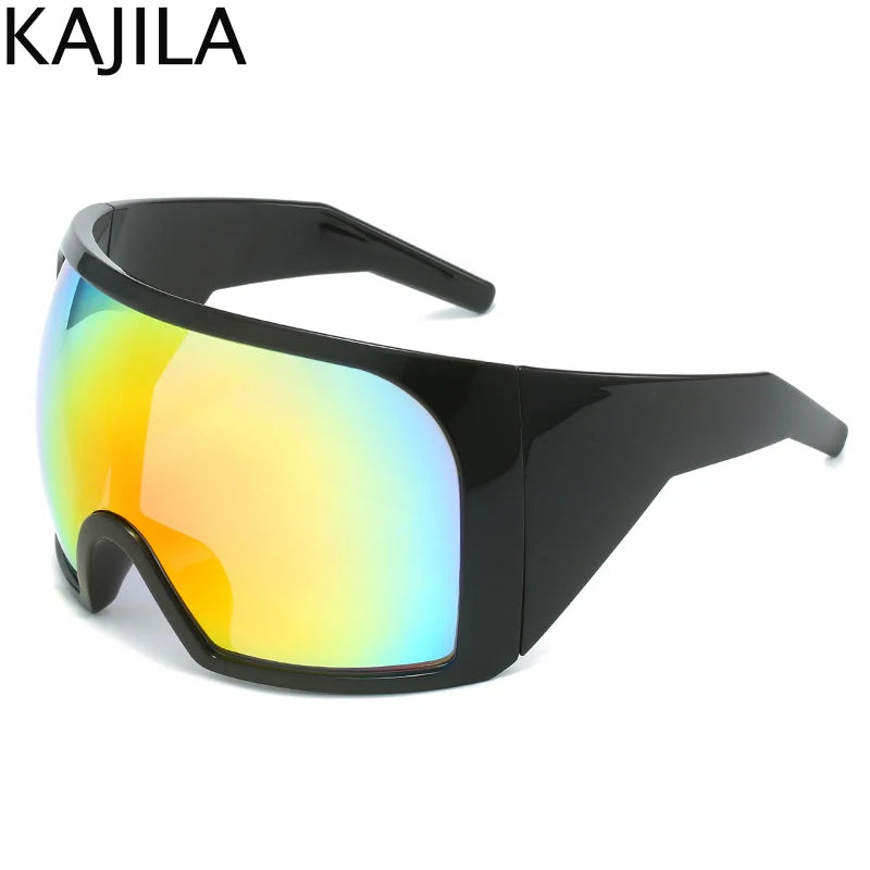 TEEK - Oversized Shield Sunglasses EYEGLASSES theteekdotcom C7 Black Red Film