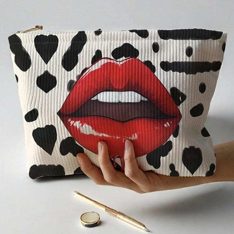 TEEK - Lip Corduroy Zippered Makeup Bag BAG theteekdotcom