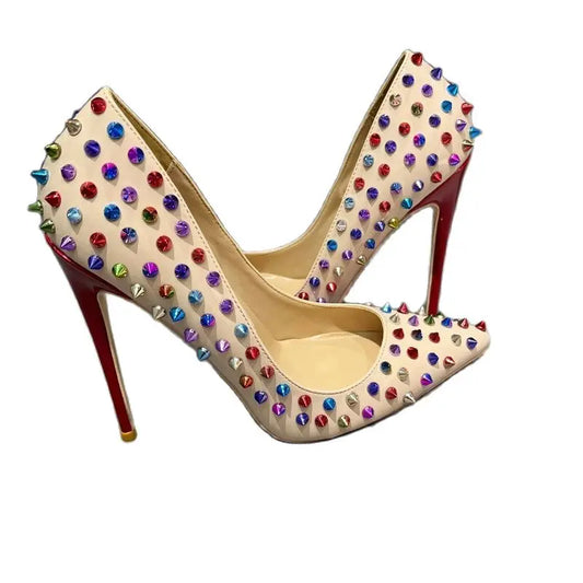 TEEK - Rainbow Spike Rivets Pumps SHOES theteekdotcom   