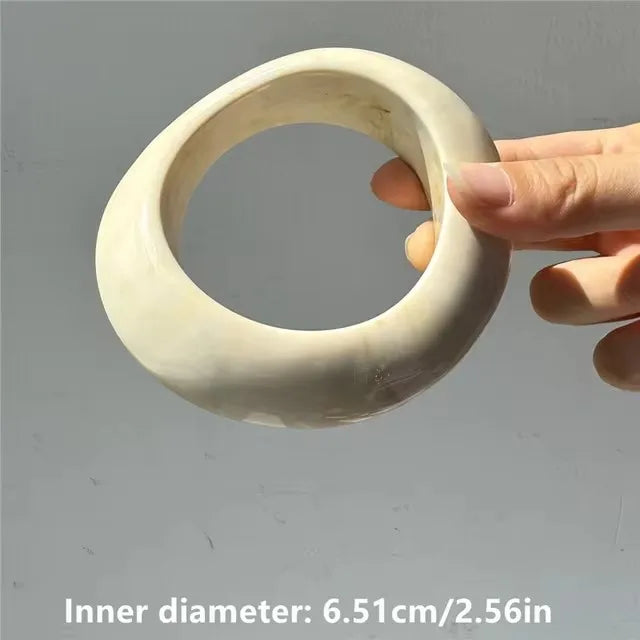 TEEK - Golden Beige Geometric Thick Oversized Bangles JEWELRY theteekdotcom B