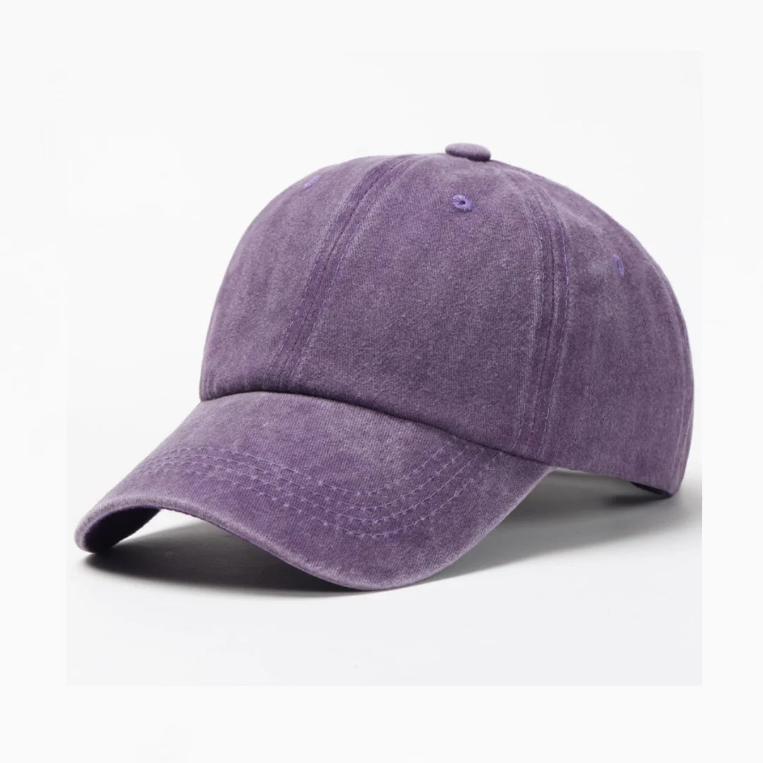 Baseball Cap Washed Cotton Men Women Snapback Hat Vintage Hip Hop Caps Solid Color Dad Hat Bone Casquette Outdoor Casual Sport TEEK PURPLE 54-59cm