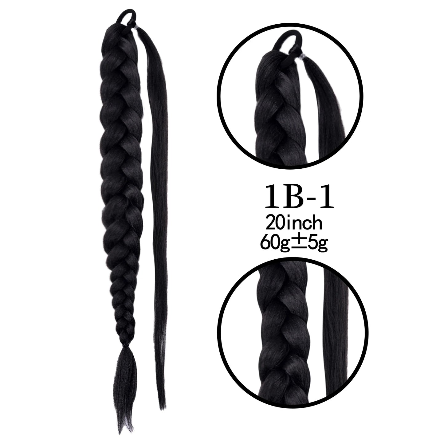 TEEK - 20 Inch Long Braided Synthetic PonytailHair Extension