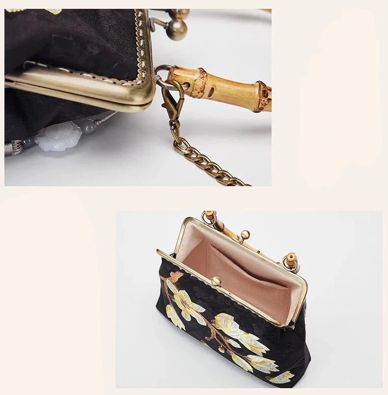 TEEK - Handmade Vintage Satin Floral Clasp Handbag BAG theteekdotcom   