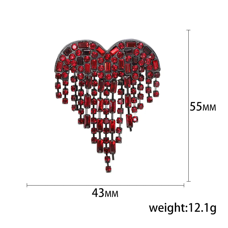 TEEK - Bleed Black Rhinestone Heart Shape Lapel Pins JEWELRY theteekdotcom   