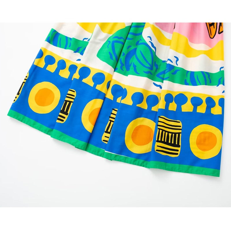TEEK - Pleated Printed Skirt and Cropped Tank Pieces SET theteekdotcom   