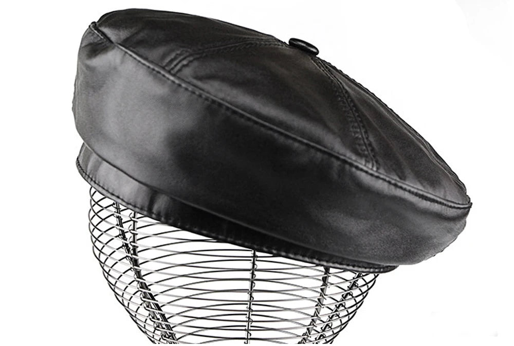 TEEK - Real Leather Beret Hat HAT theteekdotcom