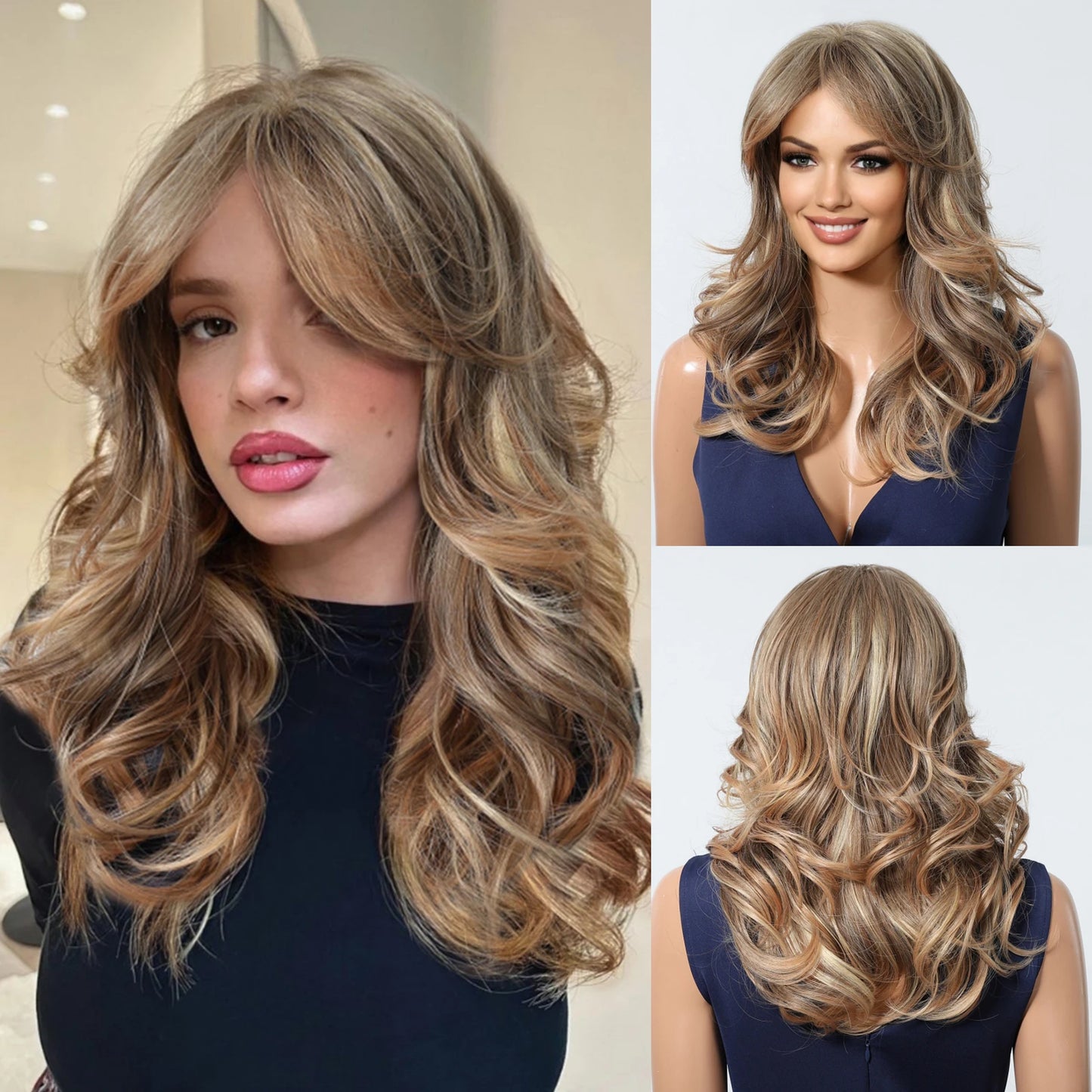 TEEK - Medium Length Wavy Bang Synthetic Wig HAIR theteekdotcom SWLC3075-1BR20  