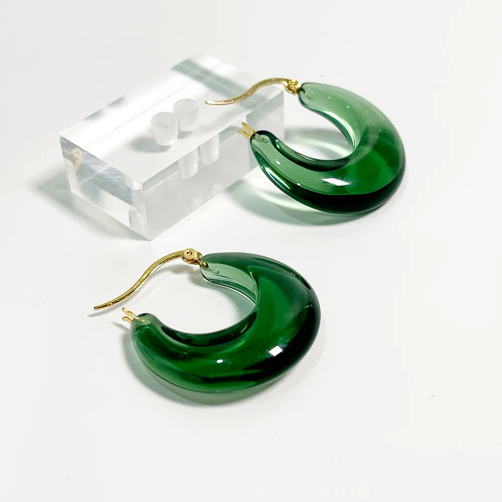 TEEK - Hard Gel Hoop Resin Earrings JEWELRY theteekdotcom Green  
