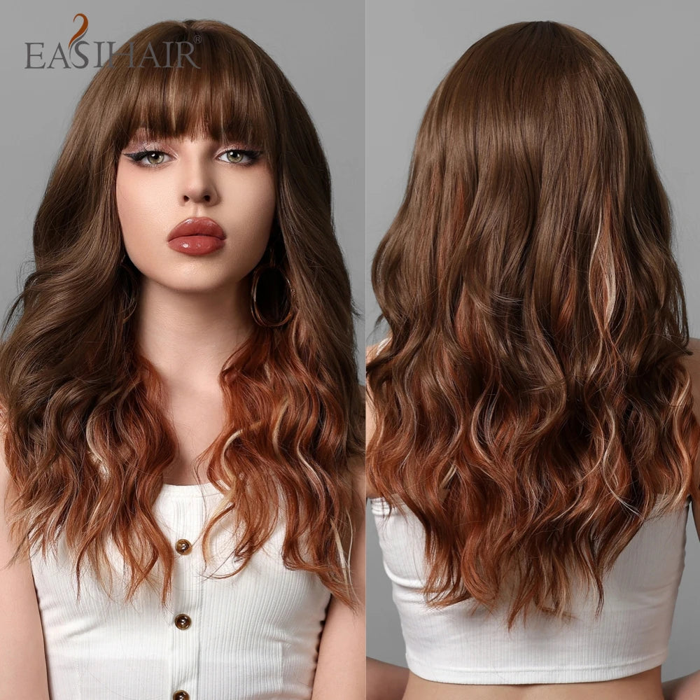 TEEK - Medium Length Wavy Bang Synthetic Wig HAIR theteekdotcom   