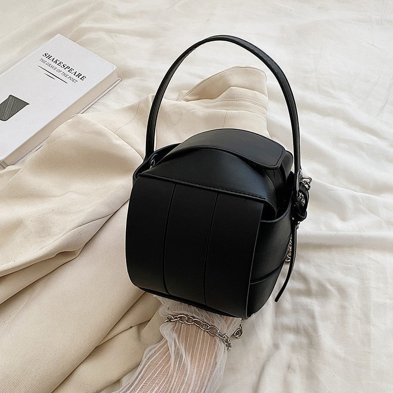 TEEK - Striped Cube Handbag BAG theteekdotcom Black  