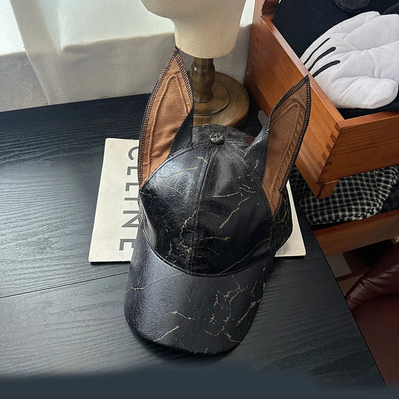 TEEK -  Leather Rivet Dog Ears Baseball Cap