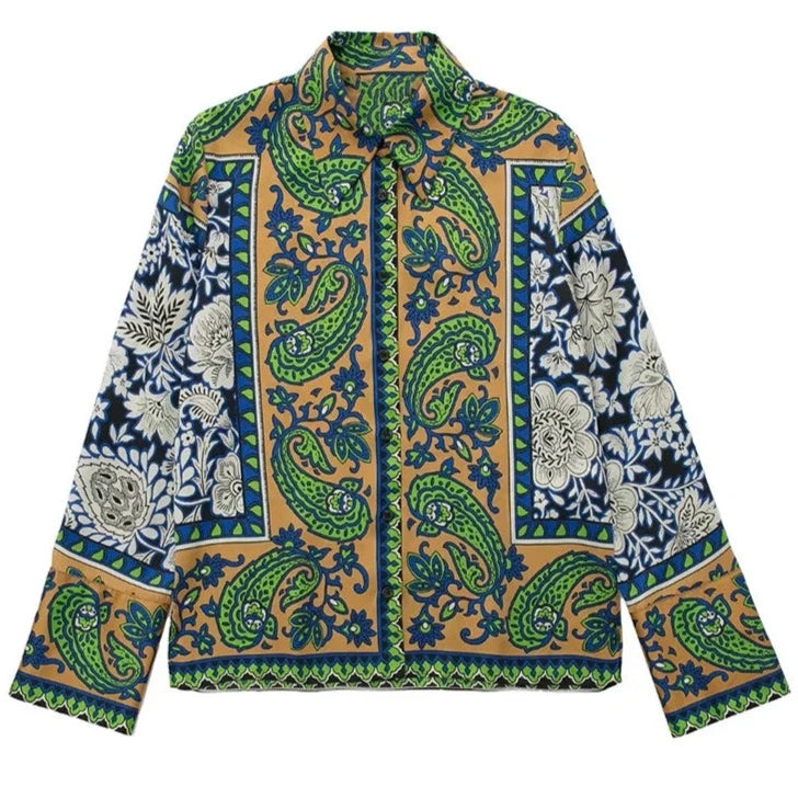 TEEK - Vintage Green Floral Shirt or Pants SET theteekdotcom Top XS 