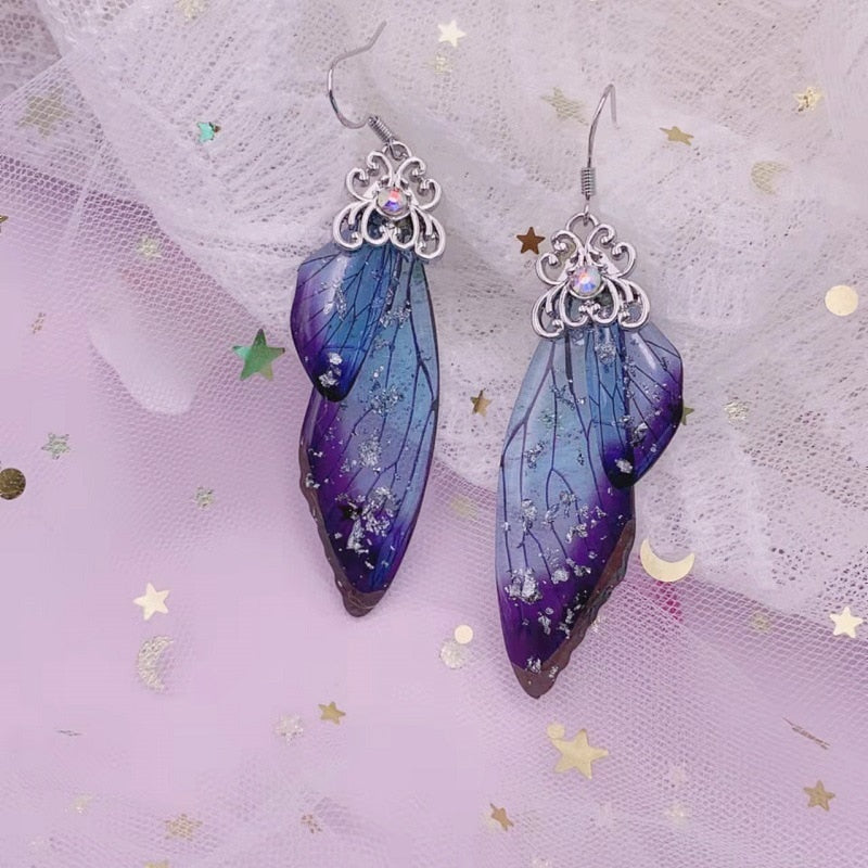 TEEK - Handmade Fairy Wing Earrings  theteekdotcom SF-New Blue  