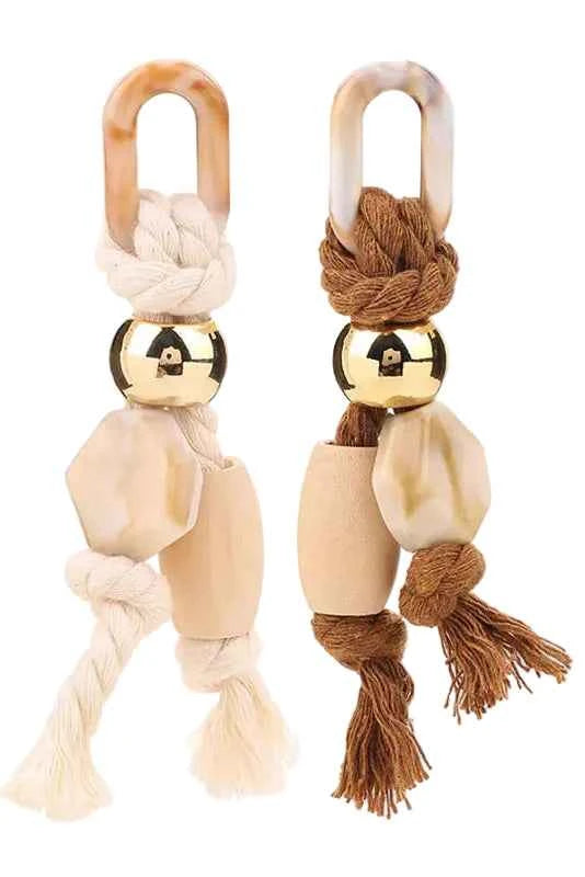 TEEK - White Light Yellow Gold Long Beads &Ropes Earrings JEWELRY theteekdotcom Light Yellow Gold Color