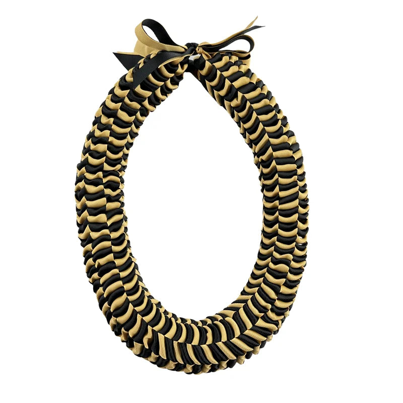 TEEK - Ribbon Lei Necklace JEWELRY theteekdotcom black gold 39.4in/100cm Circumference 